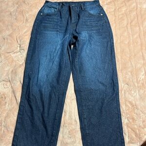 SHEIN Women's Dark Blue Straight Leg Jeans